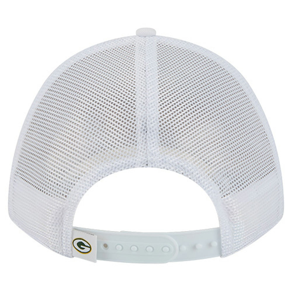 Green Bay Packers New Era NFL 9FORTY A-Frame M-Crown Adjustable Trucker Hat White - NFL
