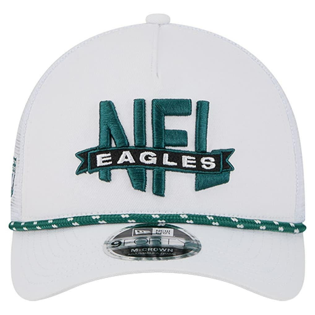 Philadelphia Eagles New Era NFL 9FORTY A-Frame M-Crown Adjustable Trucker Hat White - NFL