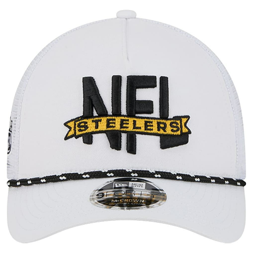 Pittsburgh Steelers New Era NFL 9FORTY A-Frame M-Crown Adjustable Trucker Hat White - NFL