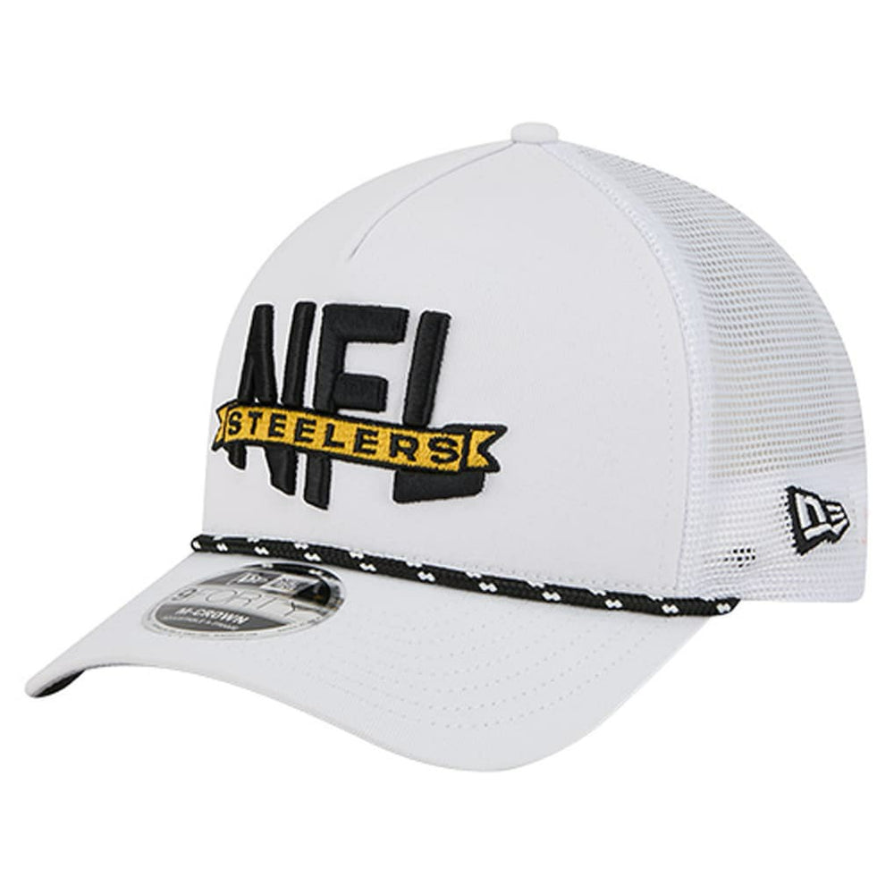 Pittsburgh Steelers New Era NFL 9FORTY A-Frame M-Crown Adjustable Trucker Hat White - NFL
