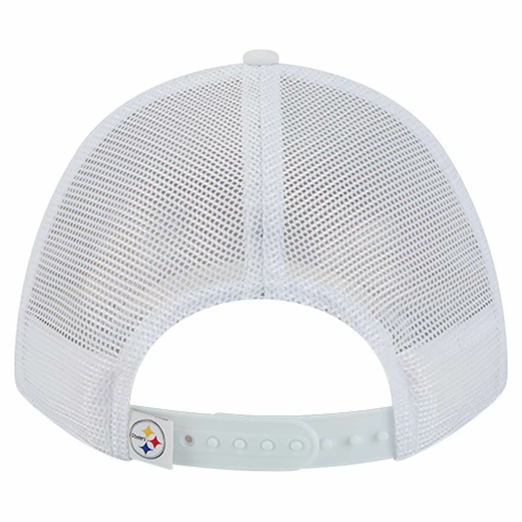 Pittsburgh Steelers New Era NFL 9FORTY A-Frame M-Crown Adjustable Trucker Hat White - NFL