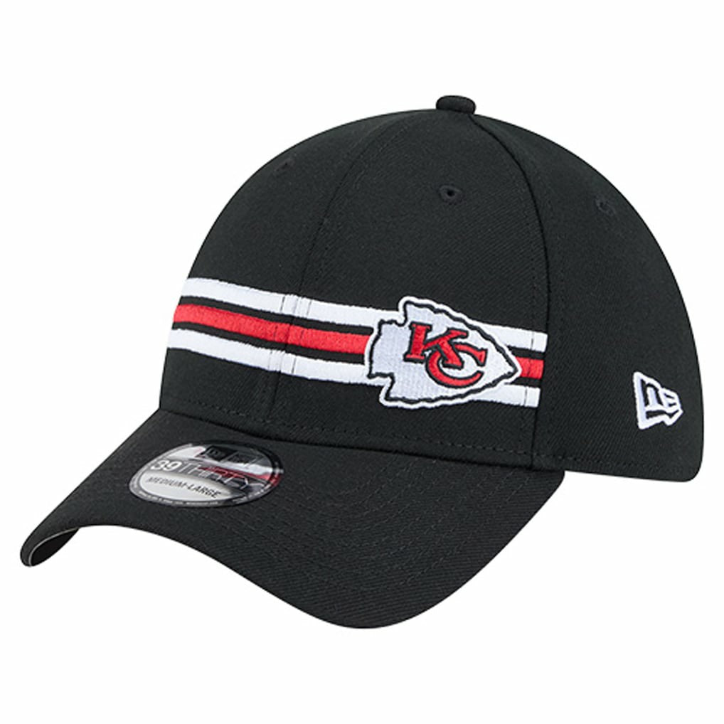 Kansas City Chiefs New Era Stripes 39THIRTY Flex Hat Black - NFL