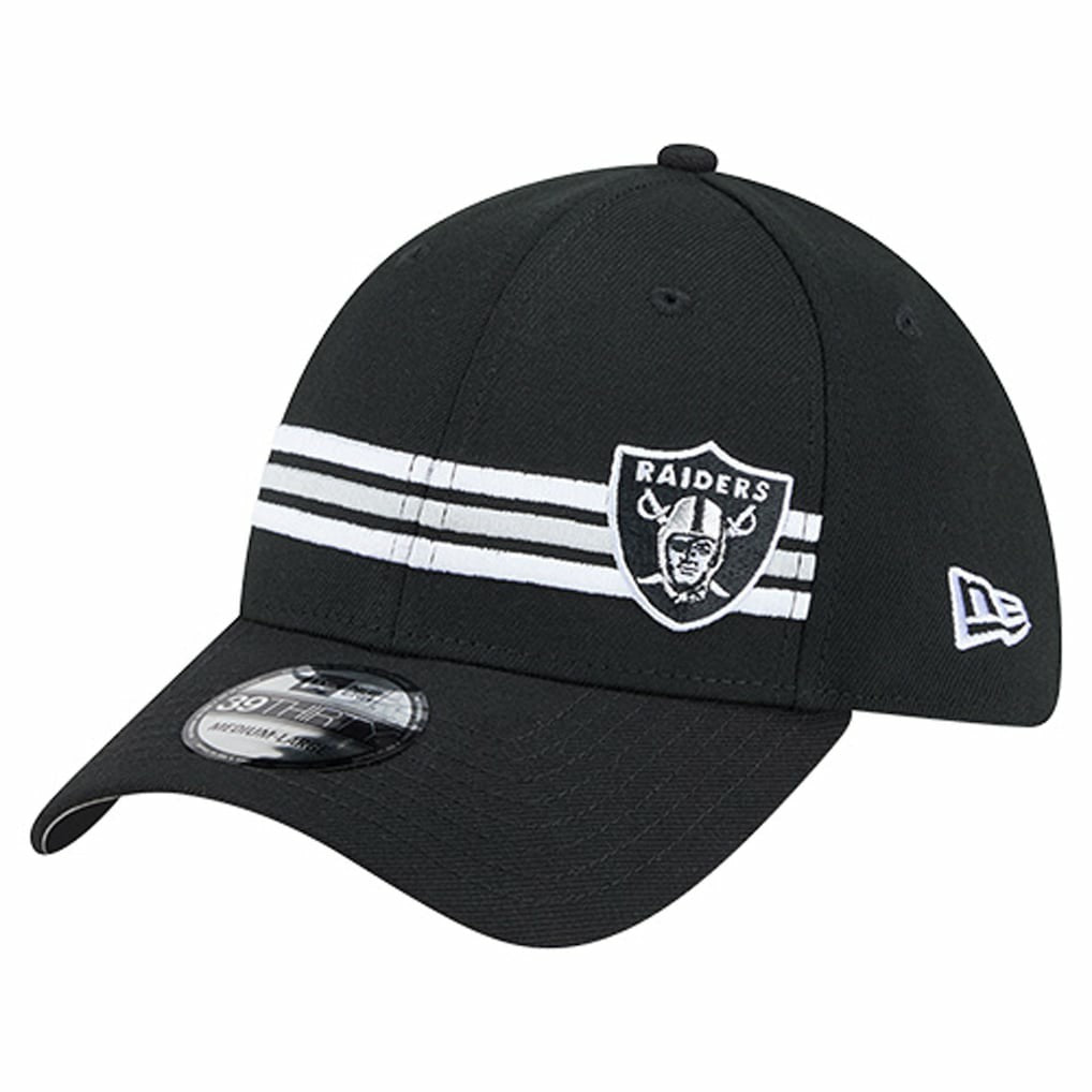 Las Vegas Raiders New Era Stripes 39THIRTY Flex Hat Black - NFL