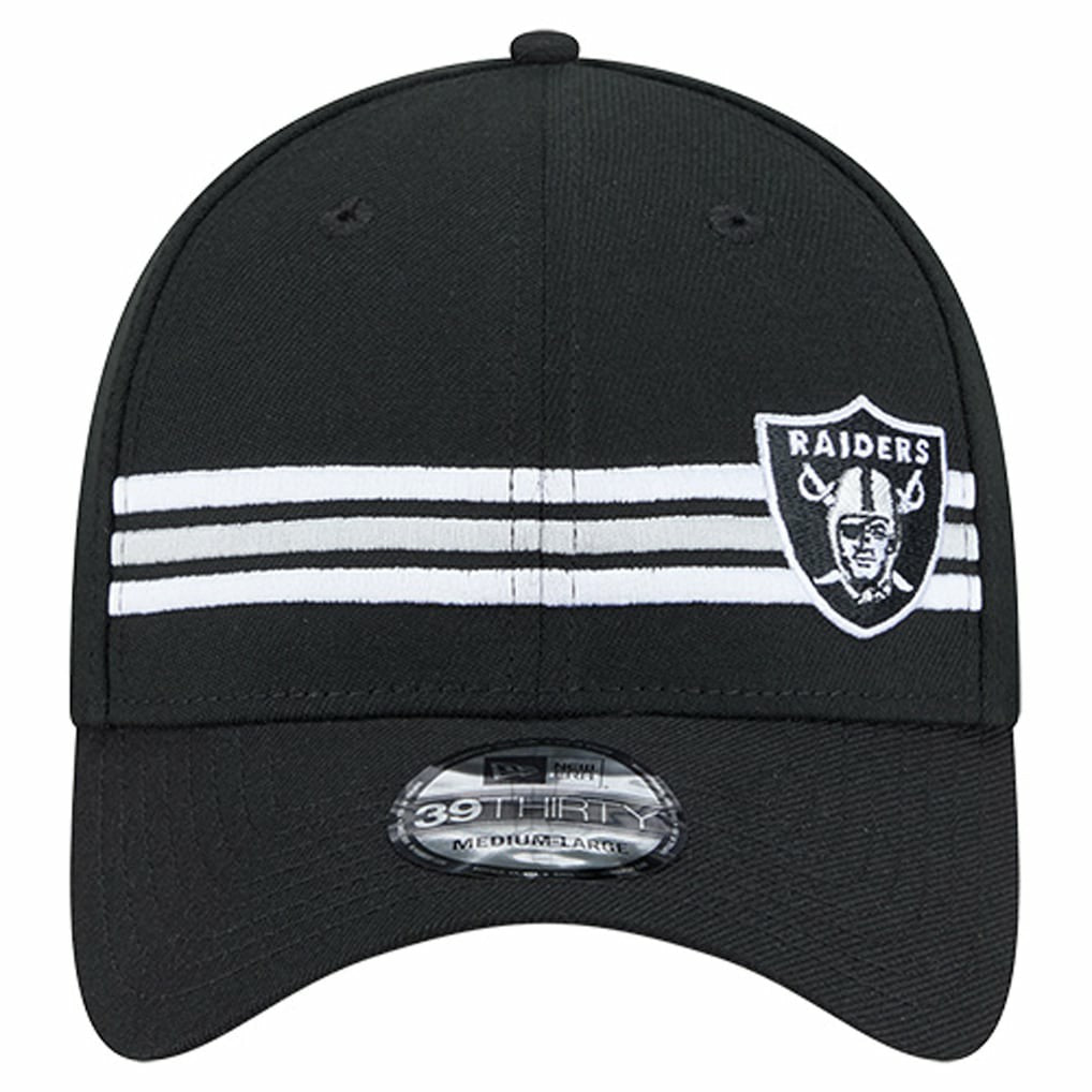 Las Vegas Raiders New Era Stripes 39THIRTY Flex Hat Black - NFL
