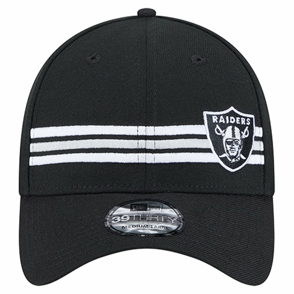 Las Vegas Raiders New Era Stripes 39THIRTY Flex Hat Black - NFL