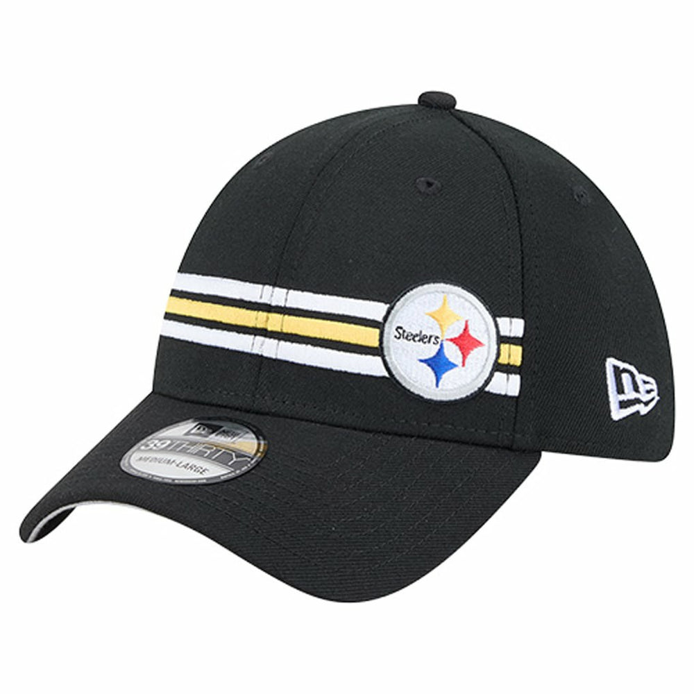 Pittsburgh Steelers New Era Stripes 39THIRTY Flex Hat Black - NFL