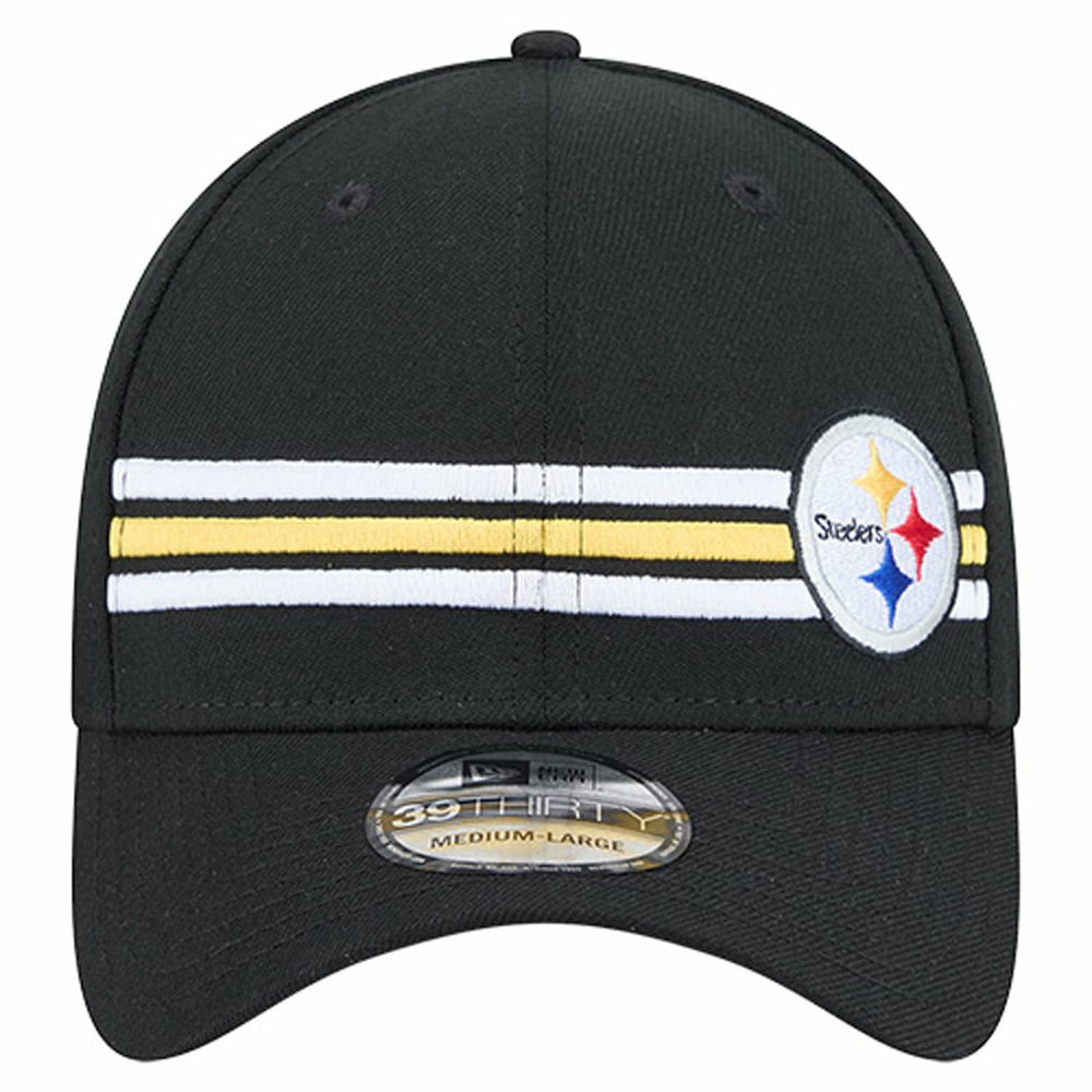 Pittsburgh Steelers New Era Stripes 39THIRTY Flex Hat Black - NFL