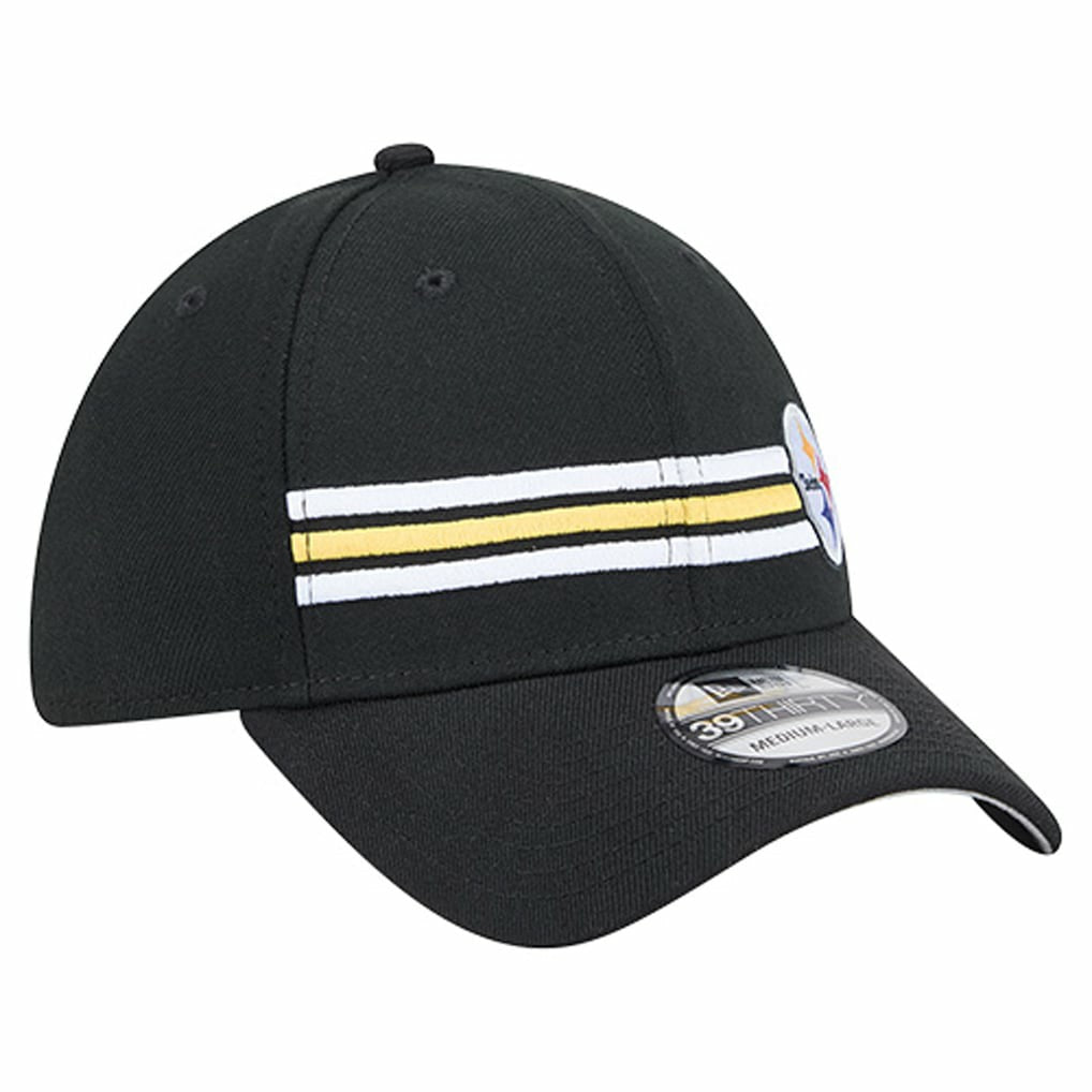 Pittsburgh Steelers New Era Stripes 39THIRTY Flex Hat Black - NFL