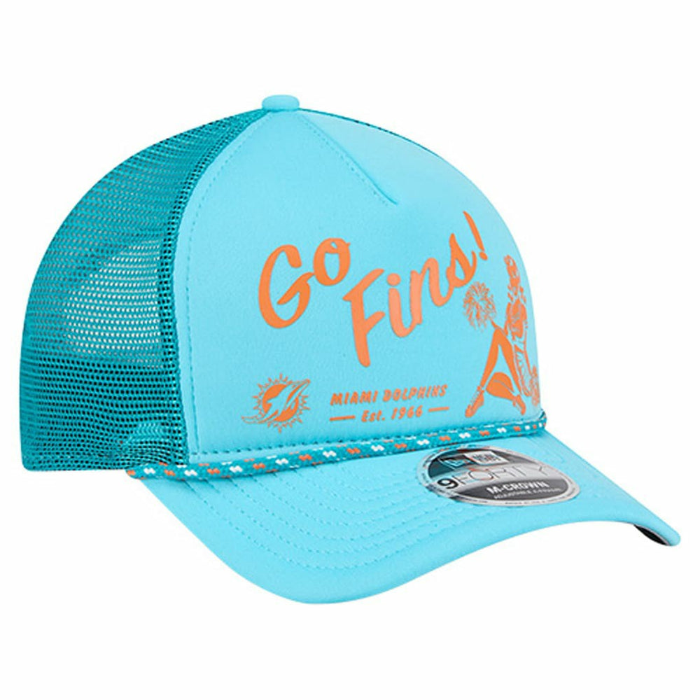 Miami Dolphins New Era Gas Station 9FORTY A-Frame M-Crown Adjustable Trucker Hat Aqua - NFL