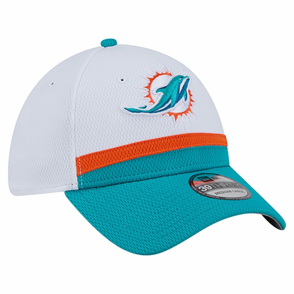 Miami Dolphins New Era Dashmark Rays 39THIRTY Flex Hat White/Aqua - NFL