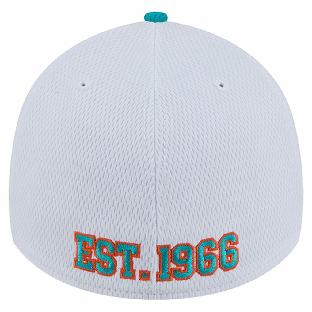 Miami Dolphins New Era Dashmark Rays 39THIRTY Flex Hat White/Aqua - NFL
