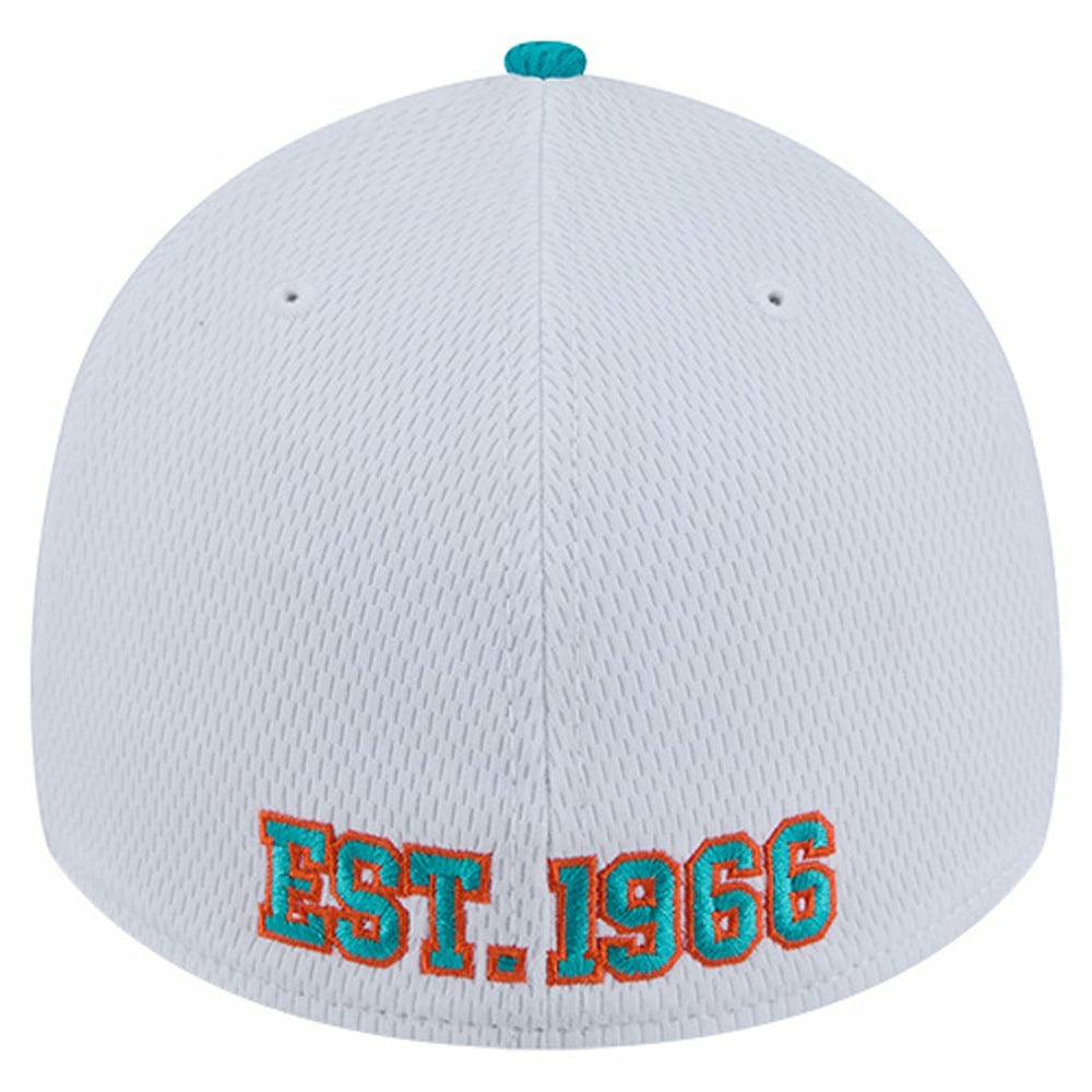 Miami Dolphins New Era Dashmark Rays 39THIRTY Flex Hat White/Aqua - NFL