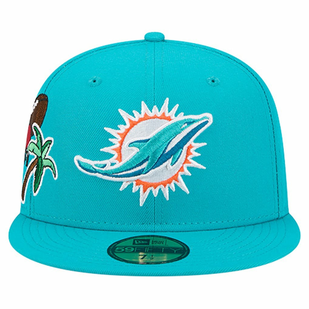 Miami Dolphins New Era Group Chat 59FIFTY Fitted Hat Aqua - NFL