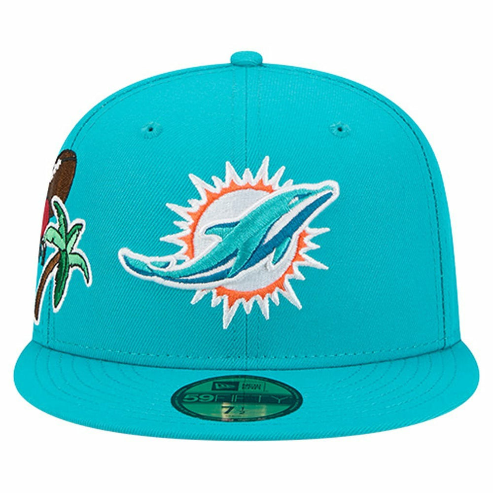 Miami Dolphins New Era Group Chat 59FIFTY Fitted Hat Aqua - NFL