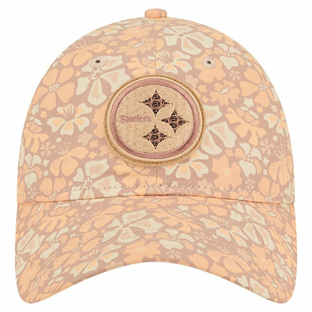 Pittsburgh Steelers New Era Women's Floral 9TWENTY Adjustable Hat Tan - NFL