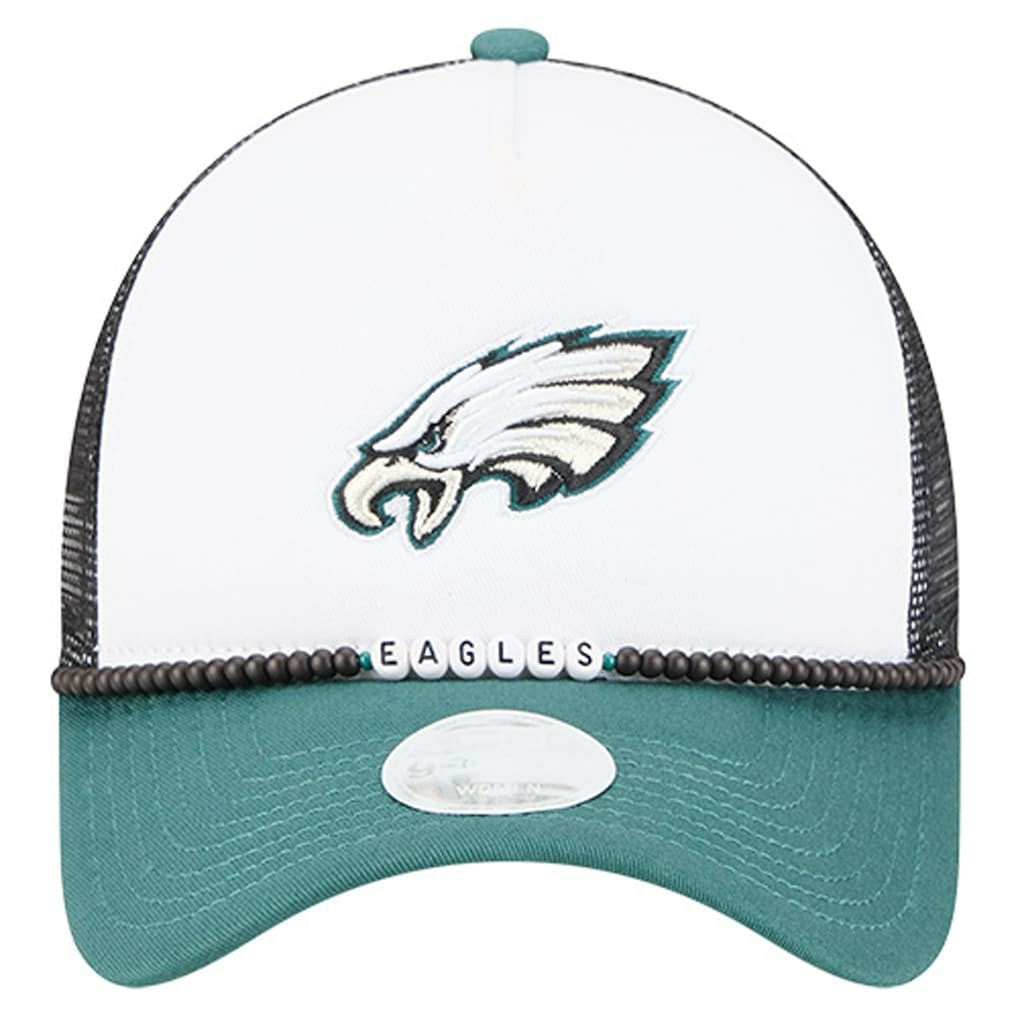Philadelphia Eagles New Era Women's Friendship Bracelet 9FORTY Adjustable Hat White/Midnight Green - NFL