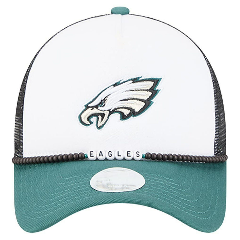 Philadelphia Eagles New Era Women's Friendship Bracelet 9FORTY Adjustable Hat White/Midnight Green - NFL