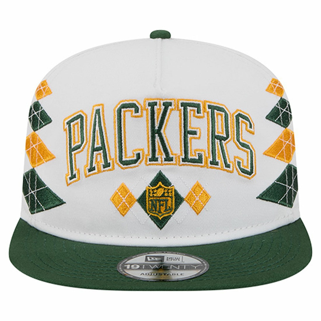 Green Bay Packers New Era Argyle 19TWENTY Adjustable Hat White - NFL