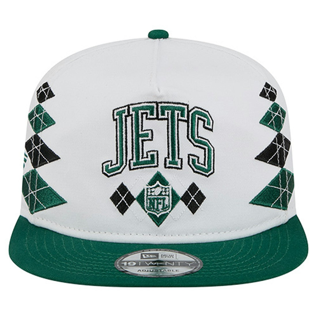 New York Jets New Era Argyle 19TWENTY Adjustable Hat White - NFL