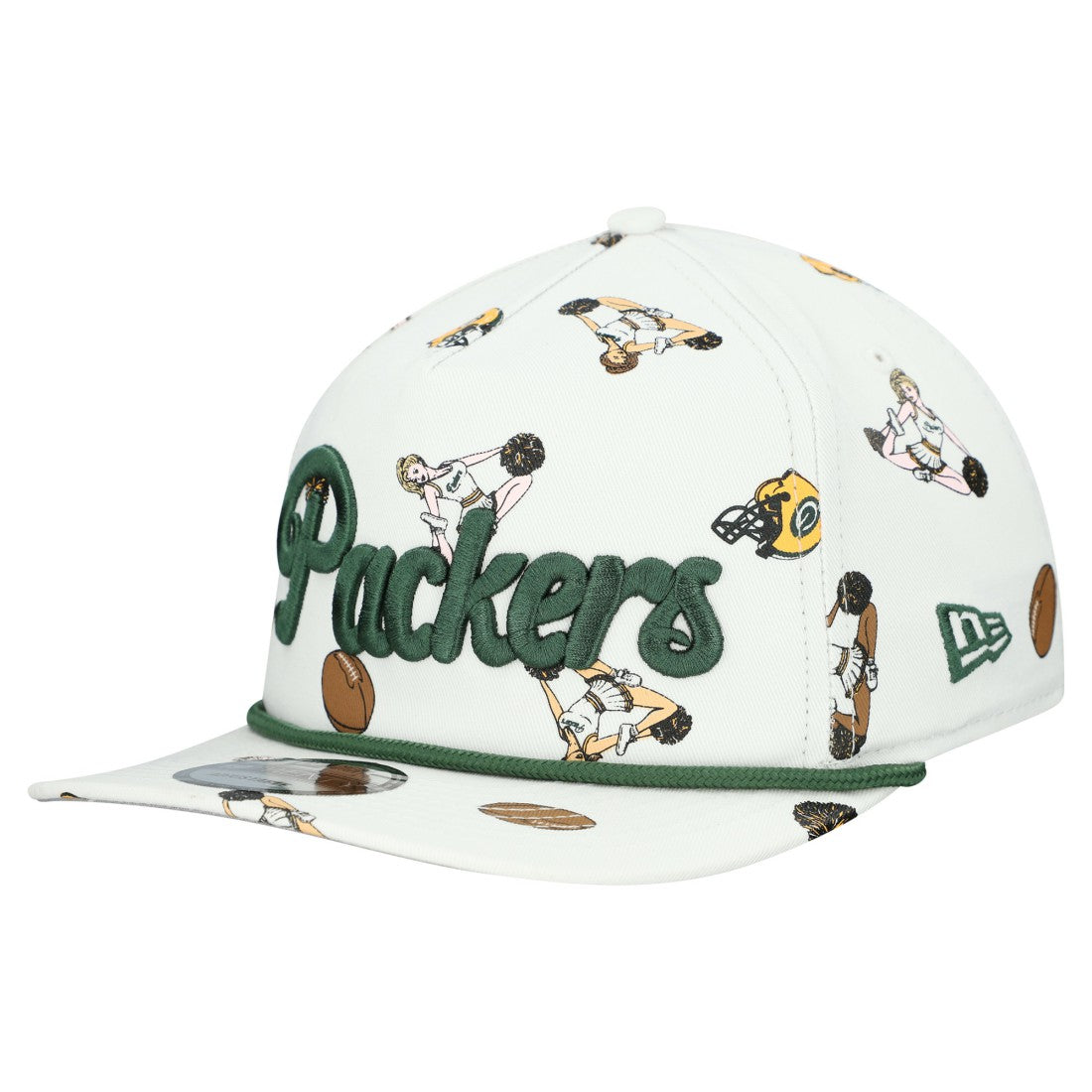 Green Bay Packers New Era Team Cheer 19TWENTY Snapback Hat White - NFL