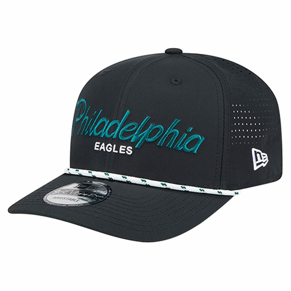 Philadelphia Eagles New Era Script 9SEVENTY Adjustable Hat Black - NFL