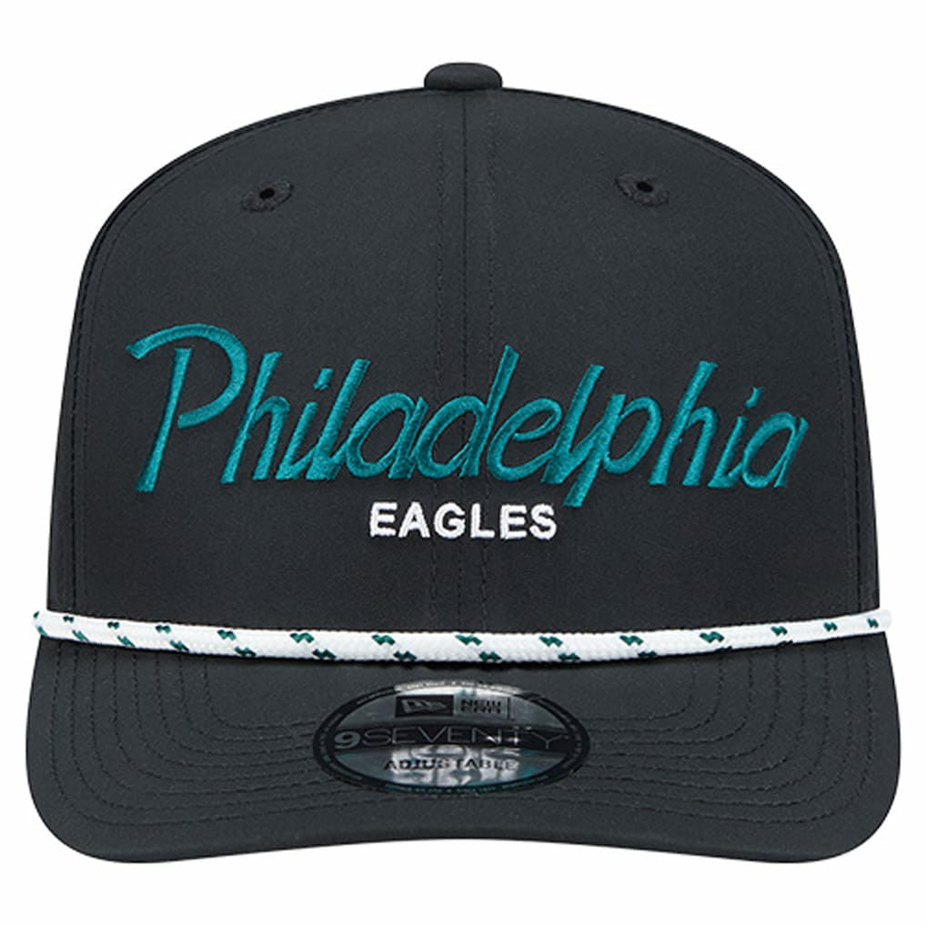 Philadelphia Eagles New Era Script 9SEVENTY Adjustable Hat Black - NFL