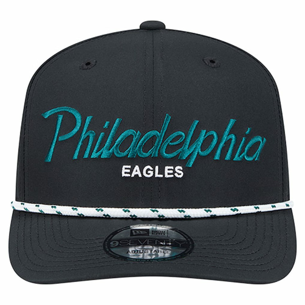 Philadelphia Eagles New Era Script 9SEVENTY Adjustable Hat Black - NFL