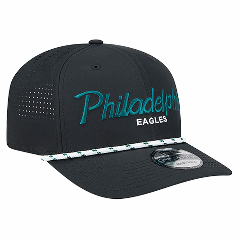 Philadelphia Eagles New Era Script 9SEVENTY Adjustable Hat Black - NFL