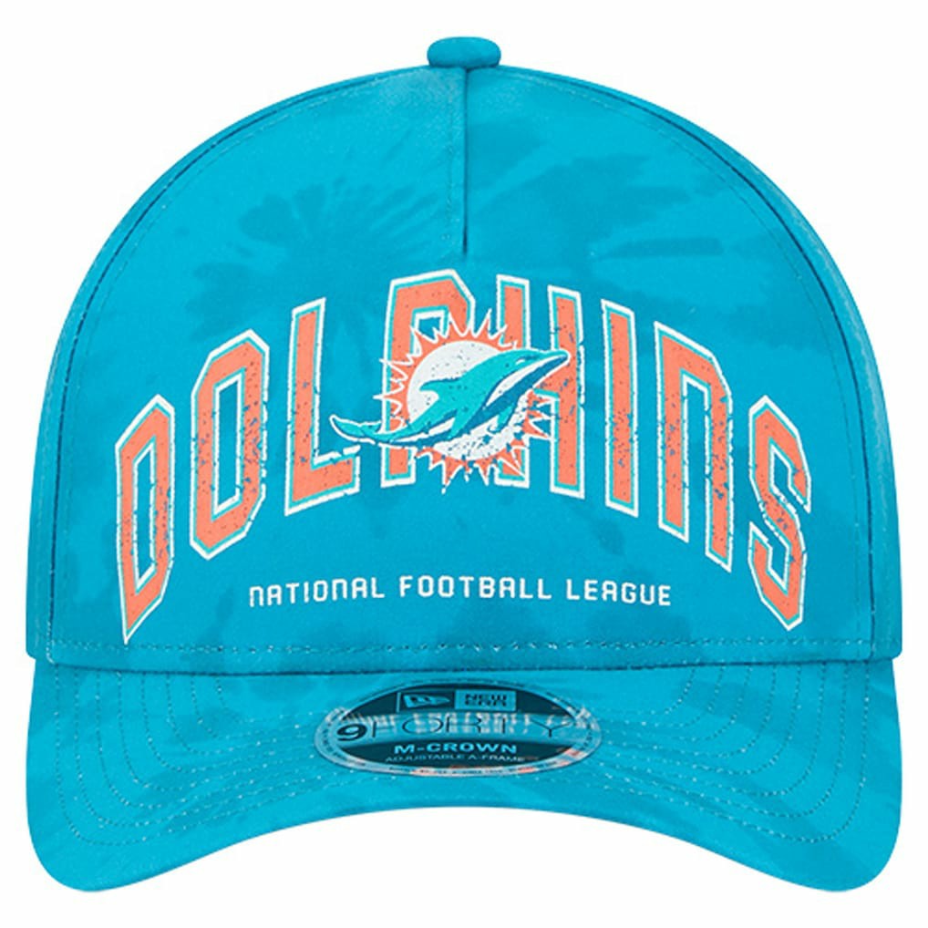 Miami Dolphins New Era Tie Dye Fade 9Forty M-Crown A-Frame Adjustable Hat Aqua - NFL