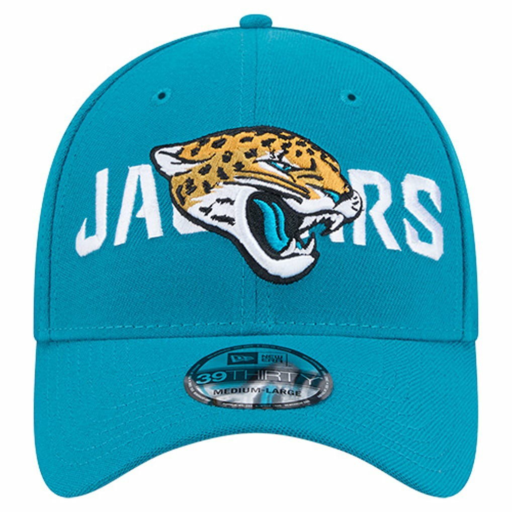 Jacksonville Jaguars New Era Overlap Logo 39THIRTY Stretch Fit Hat Teal - NFL