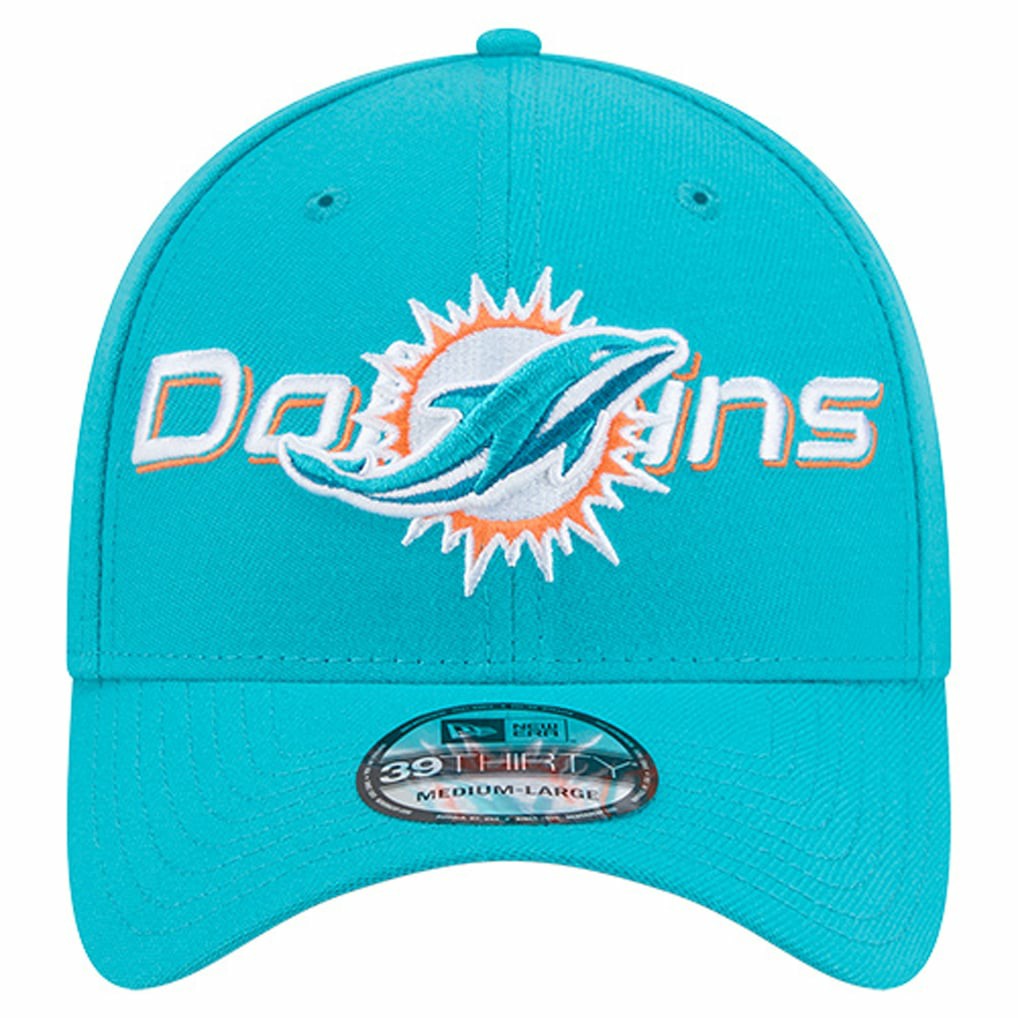 Miami Dolphins New Era Overlap Logo 39THIRTY Stretch Fit Hat Aqua - NFL