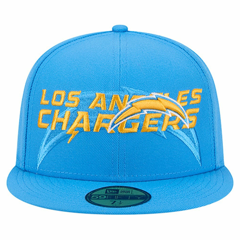 Los Angeles Chargers New Era Overlap Wordmark 59FIFTY Fitted Hat Powder Blue - NFL