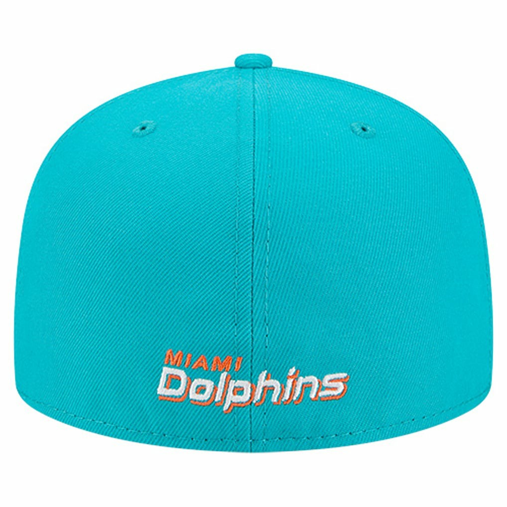 Miami Dolphins New Era Overlap Wordmark 59FIFTY Fitted Hat Aqua - NFL