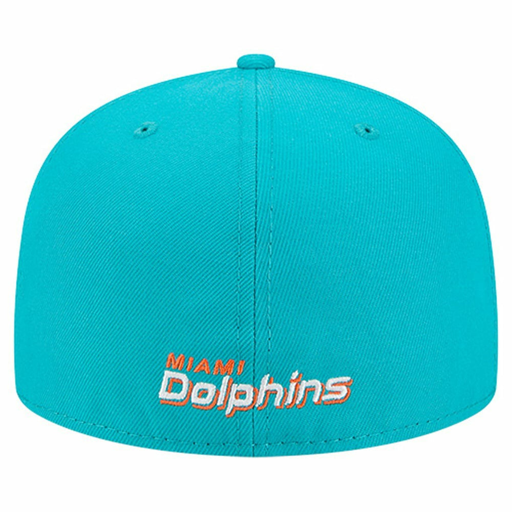 Miami Dolphins New Era Overlap Wordmark 59FIFTY Fitted Hat Aqua - NFL