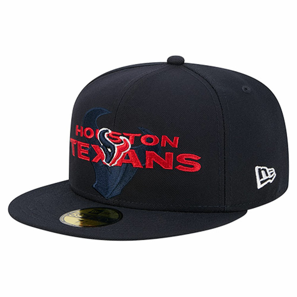 Houston Texans New Era Overlap Wordmark 59FIFTY Fitted Hat Navy - NFL