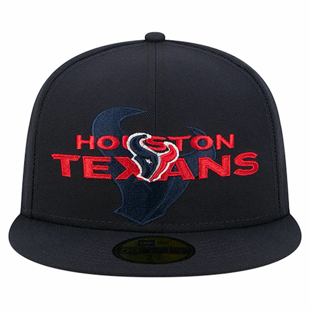 Houston Texans New Era Overlap Wordmark 59FIFTY Fitted Hat Navy - NFL