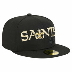 New Orleans Saints New Era Overlap Wordmark 59FIFTY Fitted Hat Black - NFL
