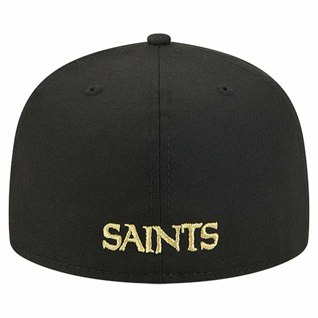 New Orleans Saints New Era Overlap Wordmark 59FIFTY Fitted Hat Black - NFL