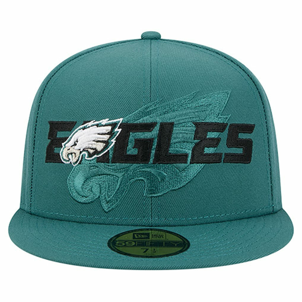 Philadelphia Eagles New Era Overlap Wordmark 59FIFTY Fitted Hat Midnight Green - NFL