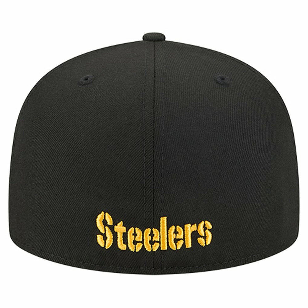Pittsburgh Steelers New Era Overlap Wordmark 59FIFTY Fitted Hat Black - NFL