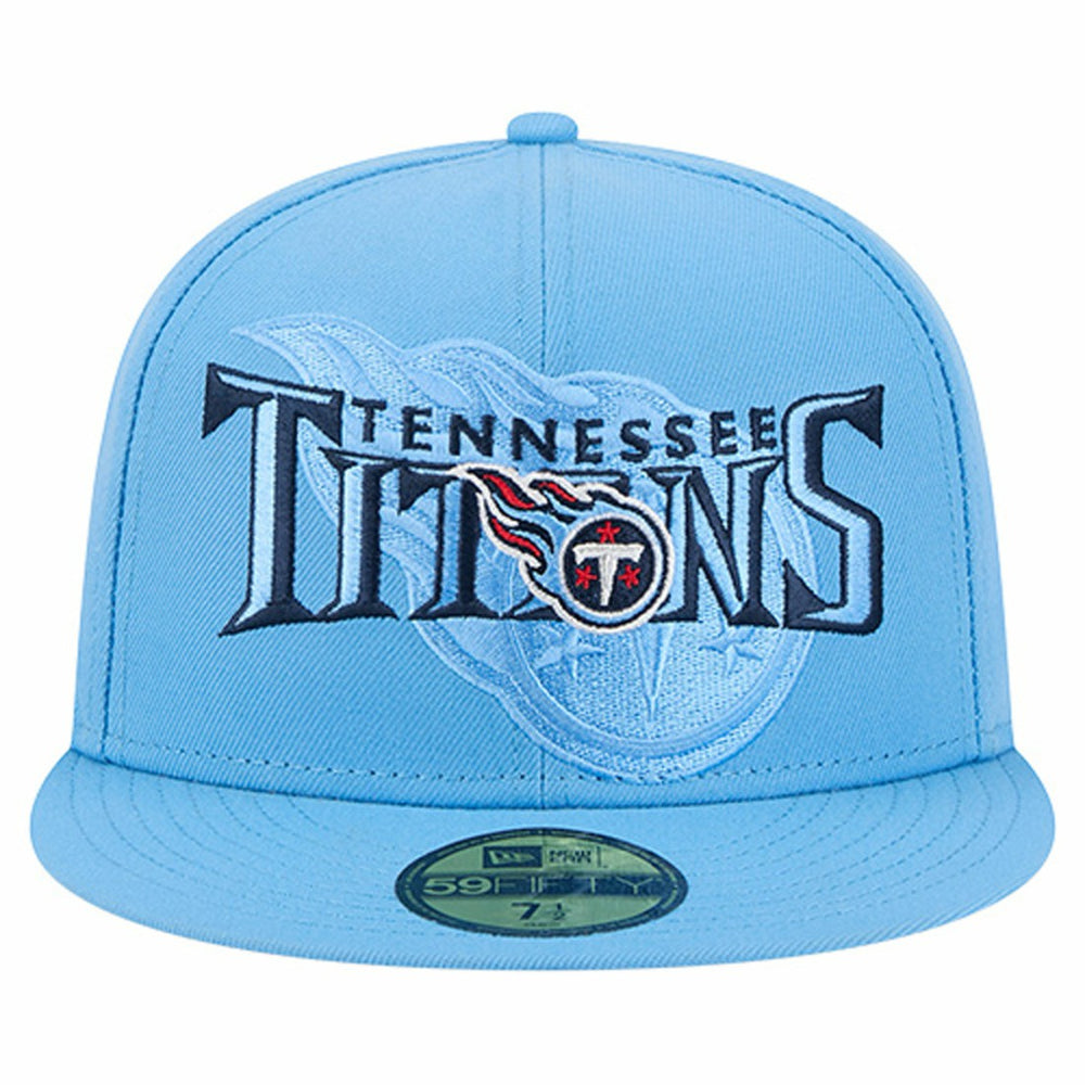 Tennessee Titans New Era Overlap Wordmark 59FIFTY Fitted Hat Light Blue - NFL