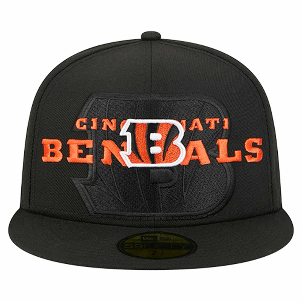 Cincinnati Bengals New Era Overlap Wordmark 59FIFTY Fitted Hat Black - NFL