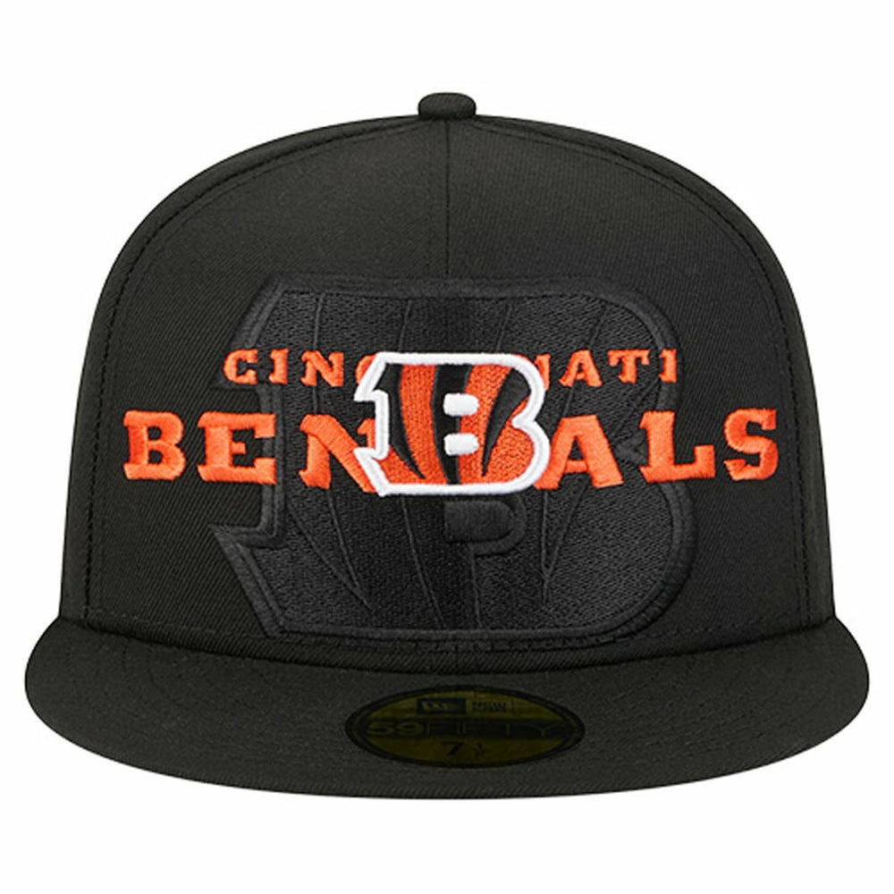 Cincinnati Bengals New Era Overlap Wordmark 59FIFTY Fitted Hat Black - NFL