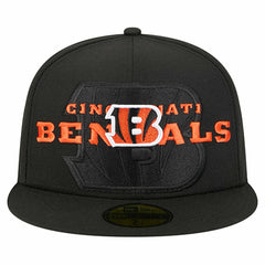 Cincinnati Bengals New Era Overlap Wordmark 59FIFTY Fitted Hat Black - NFL