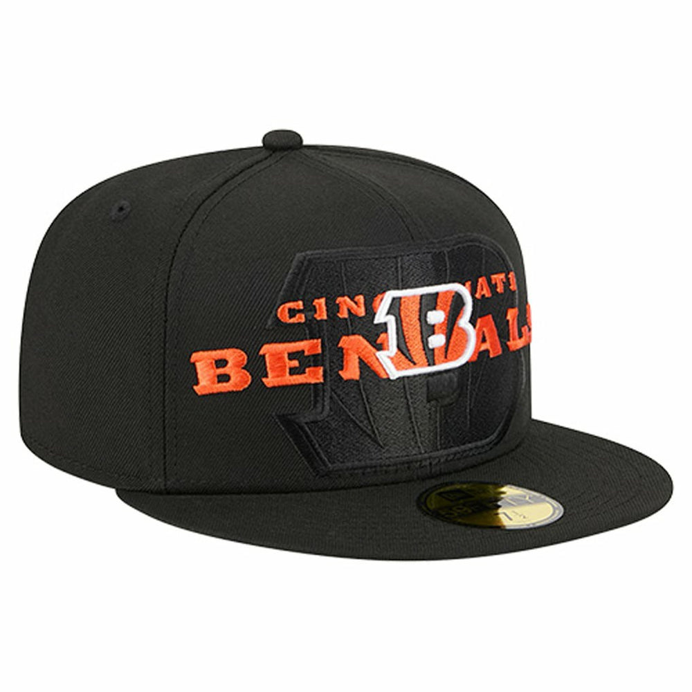 Cincinnati Bengals New Era Overlap Wordmark 59FIFTY Fitted Hat Black - NFL