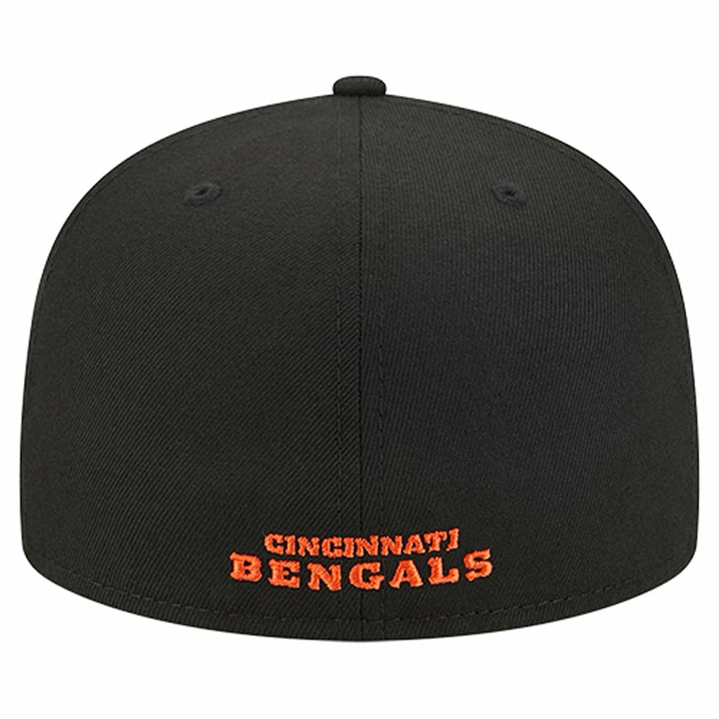 Cincinnati Bengals New Era Overlap Wordmark 59FIFTY Fitted Hat Black - NFL