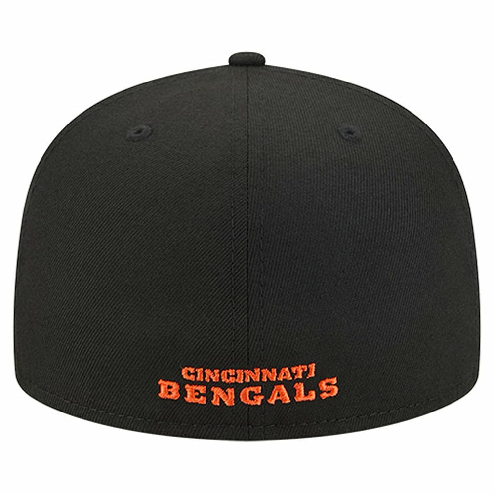 Cincinnati Bengals New Era Overlap Wordmark 59FIFTY Fitted Hat Black - NFL
