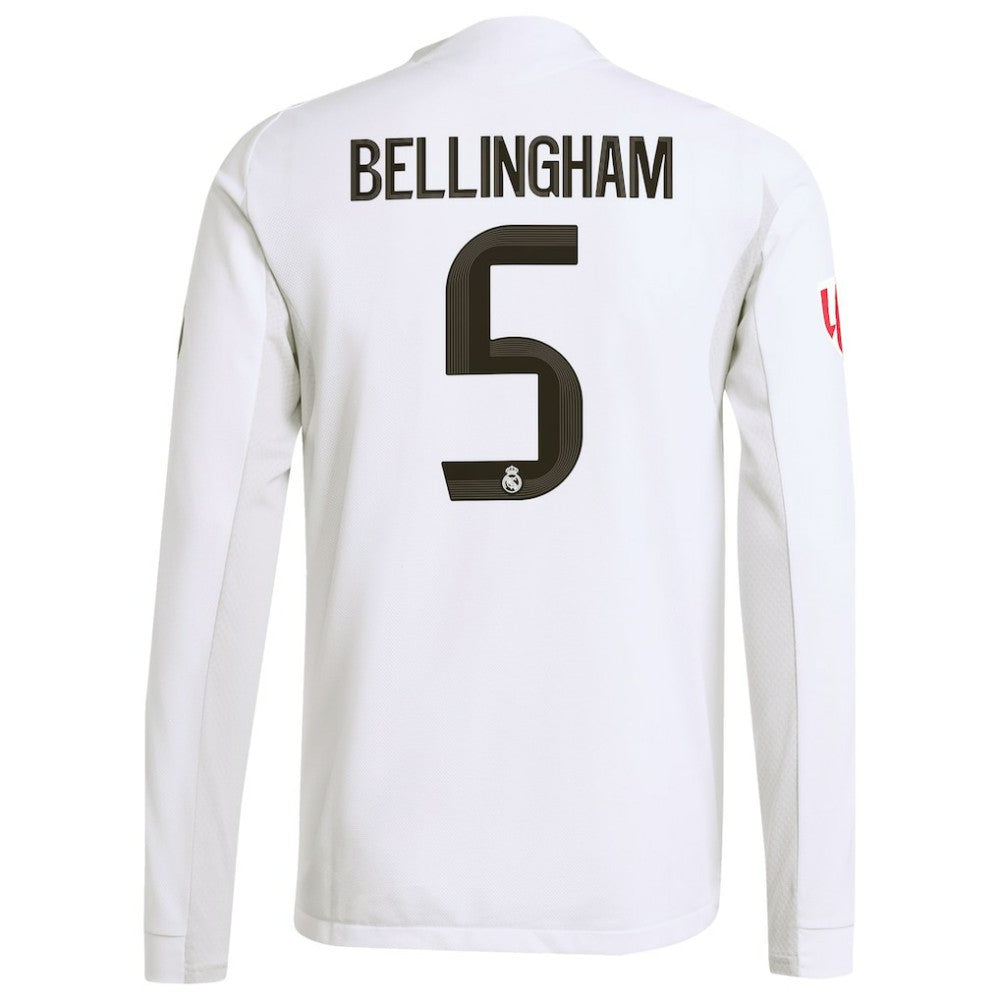 Adidas Jude Bellingham Real Madrid 2025/26 Home Long Sleeve Jerseys - White