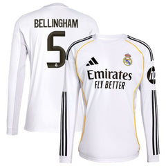 Adidas Jude Bellingham Real Madrid 2025/26 Home Replica Long Sleeve Jerseys - White