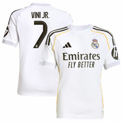 Adidas Vini Jr. Real Madrid Youth 2025/26 Home Replica Jerseys - White